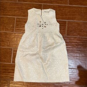 Embellished Cream Sleeveless Sundress for Wedding Guests